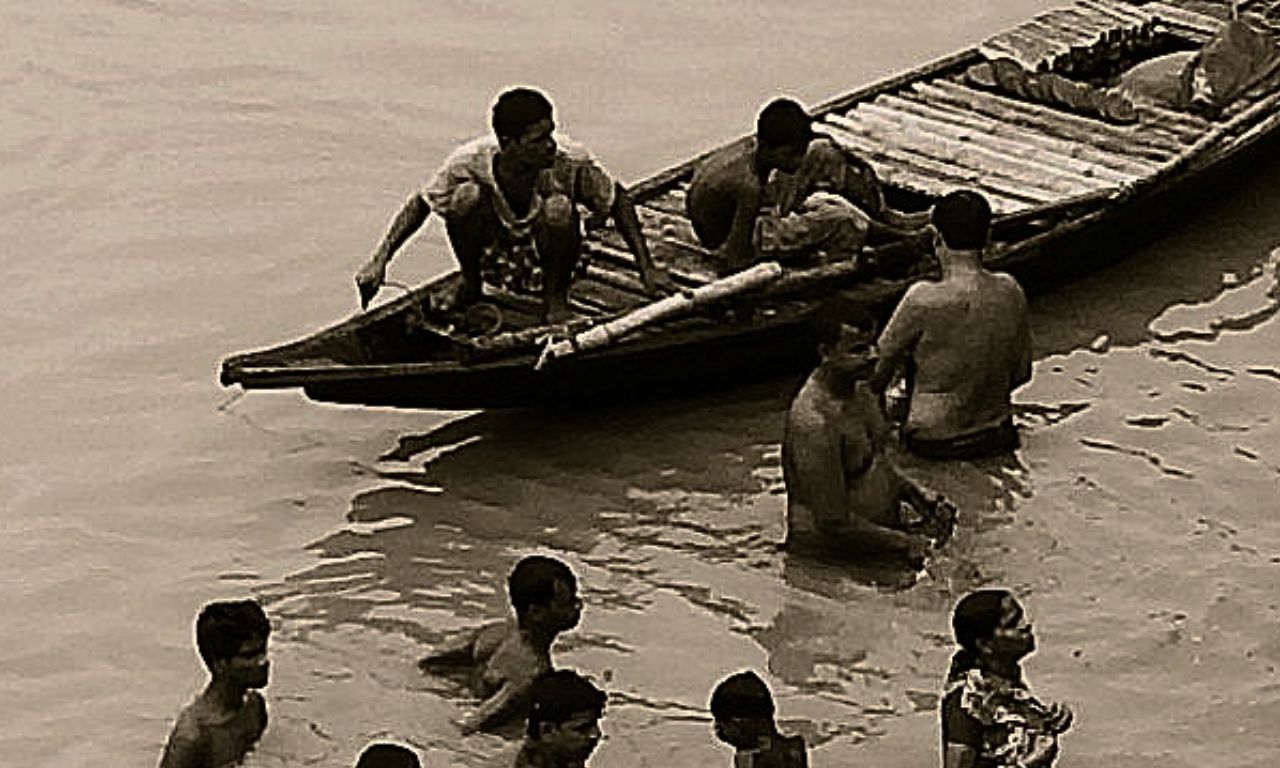 Bathers near Boat